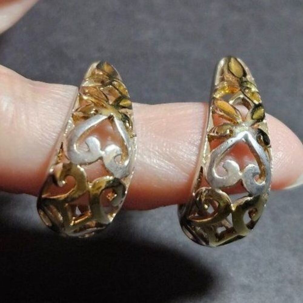 Gold over sterling oblong hoop earrings vermeil